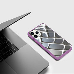 Чехол iPhone 11 Pro матовый Полированный металл серебряный, цвет: 3D-фиолетовый — фото 2