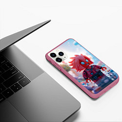 Чехол iPhone 11 Pro матовый Robloх с розовыми волосами, цвет: 3D-малиновый — фото 2