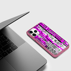 Чехол iPhone 11 Pro матовый Киберпанк паттерн фиолетовый, цвет: 3D-малиновый — фото 2