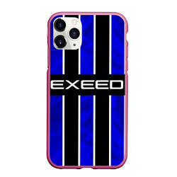 Чехол iPhone 11 Pro матовый Exeed - синие полосы, цвет: 3D-малиновый