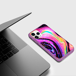 Чехол iPhone 11 Pro матовый Жидкая энергия космоса - нейросеть, цвет: 3D-фиолетовый — фото 2
