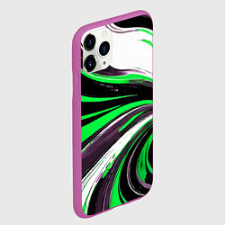 Чехол iPhone 11 Pro матовый Волнистые чёрно-зелёные линии на белом фоне, цвет: 3D-фиолетовый — фото 2