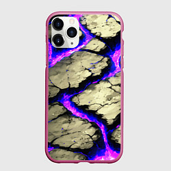 Чехол iPhone 11 Pro матовый Треснувший камень фиолетовый, цвет: 3D-малиновый