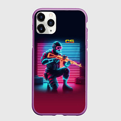 Чехол iPhone 11 Pro матовый Counter Strike - neon glow fantasy, цвет: 3D-фиолетовый
