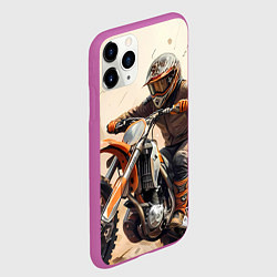 Чехол iPhone 11 Pro матовый Эндуро Гонщик, цвет: 3D-фиолетовый — фото 2