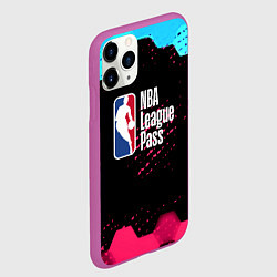 Чехол iPhone 11 Pro матовый NBA баскетбол соты неон, цвет: 3D-фиолетовый — фото 2