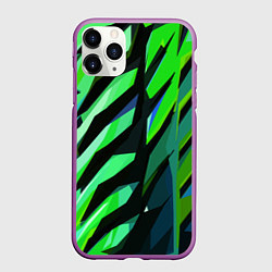 Чехол iPhone 11 Pro матовый Чёрно-зелёная абстракция, цвет: 3D-фиолетовый