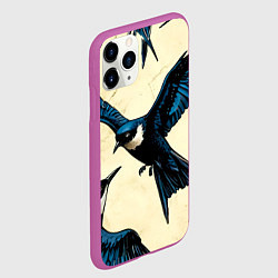 Чехол iPhone 11 Pro матовый Ласточки, цвет: 3D-фиолетовый — фото 2