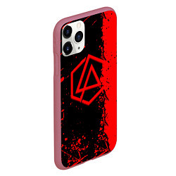 Чехол iPhone 11 Pro матовый Linkin park краски всплеск текстура, цвет: 3D-малиновый — фото 2