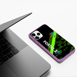 Чехол iPhone 11 Pro матовый Portal camo steel geometry, цвет: 3D-фиолетовый — фото 2