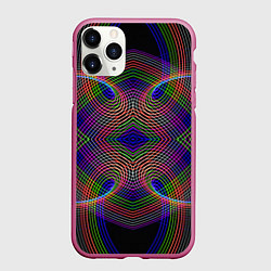 Чехол iPhone 11 Pro матовый Оптические волны текстура, цвет: 3D-малиновый