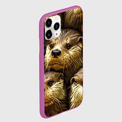 Чехол iPhone 11 Pro матовый Мордочки выдр, цвет: 3D-фиолетовый — фото 2