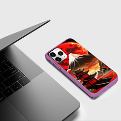 Чехол iPhone 11 Pro матовый Коллаж Японской природы, цвет: 3D-фиолетовый — фото 2