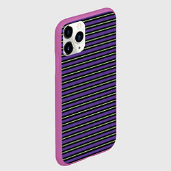 Чехол iPhone 11 Pro матовый Фиолетовый с зелёной полосой, цвет: 3D-фиолетовый — фото 2