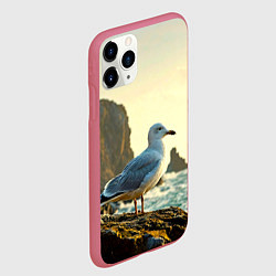 Чехол iPhone 11 Pro матовый Морская чайка, цвет: 3D-малиновый — фото 2