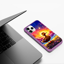 Чехол iPhone 11 Pro матовый Космическая уточка, цвет: 3D-фиолетовый — фото 2