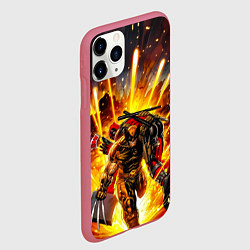 Чехол iPhone 11 Pro матовый Дэдпул и Росомаха при взрыве, цвет: 3D-малиновый — фото 2