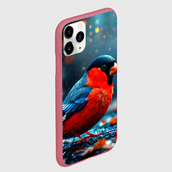 Чехол iPhone 11 Pro матовый Обыкновенный снегирь, цвет: 3D-малиновый — фото 2