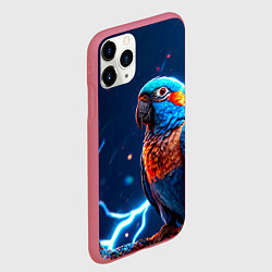Чехол iPhone 11 Pro матовый Попугай и молния, цвет: 3D-малиновый — фото 2