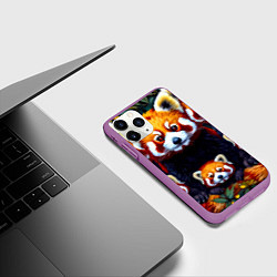 Чехол iPhone 11 Pro матовый Семья красных панд, цвет: 3D-фиолетовый — фото 2