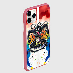Чехол iPhone 11 Pro матовый Веном присмотрелся к Морти - ядовитая слизь, цвет: 3D-малиновый — фото 2