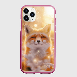 Чехол iPhone 11 Pro матовый Лисица и блестящий снег, цвет: 3D-малиновый