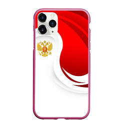 Чехол iPhone 11 Pro матовый Россия - красный и белый, цвет: 3D-малиновый