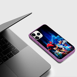 Чехол iPhone 11 Pro матовый Соник и Шэдоу бегут наперегонки, цвет: 3D-фиолетовый — фото 2