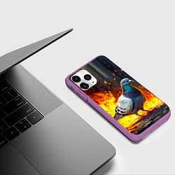 Чехол iPhone 11 Pro матовый Голубь в огне, цвет: 3D-фиолетовый — фото 2