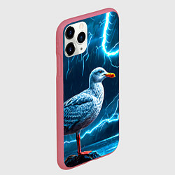 Чехол iPhone 11 Pro матовый Чайка и молния, цвет: 3D-малиновый — фото 2