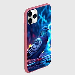 Чехол iPhone 11 Pro матовый Голубь и разряды молний, цвет: 3D-малиновый — фото 2