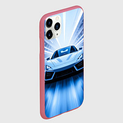 Чехол iPhone 11 Pro матовый Спорткар на скорости, цвет: 3D-малиновый — фото 2