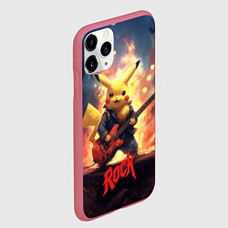 Чехол iPhone 11 Pro матовый Пикачу рок, цвет: 3D-малиновый — фото 2