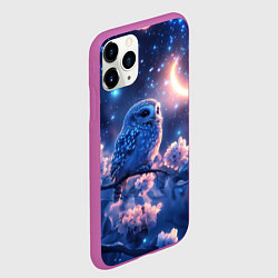 Чехол iPhone 11 Pro матовый Сова под луной, цвет: 3D-фиолетовый — фото 2