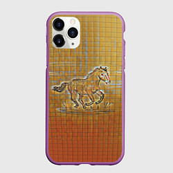 Чехол iPhone 11 Pro матовый Конь на тетрадном листе, цвет: 3D-фиолетовый