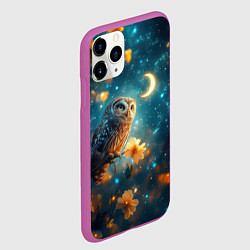 Чехол iPhone 11 Pro матовый Сова смотрит на месяц, цвет: 3D-фиолетовый — фото 2