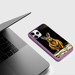 Чехол iPhone 11 Pro матовый Кенгуру на черном, цвет: 3D-фиолетовый — фото 2