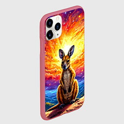 Чехол iPhone 11 Pro матовый Кенгуру в космосе, цвет: 3D-малиновый — фото 2