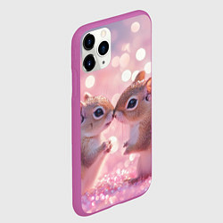 Чехол iPhone 11 Pro матовый Белочки целуются, цвет: 3D-фиолетовый — фото 2