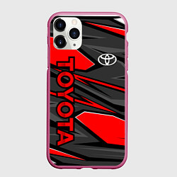 Чехол iPhone 11 Pro матовый Toyota - красная абстракция, цвет: 3D-малиновый
