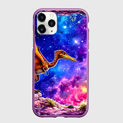 Чехол iPhone 11 Pro матовый Птерозавр и звездное небо, цвет: 3D-фиолетовый