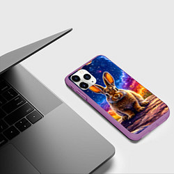 Чехол iPhone 11 Pro матовый Зачик и космическое небо, цвет: 3D-фиолетовый — фото 2