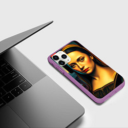 Чехол iPhone 11 Pro матовый Современная мона лиза, цвет: 3D-фиолетовый — фото 2