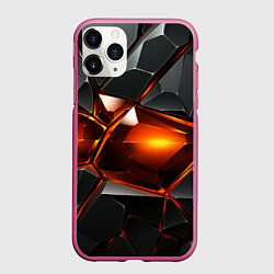 Чехол iPhone 11 Pro матовый Красные стекла и черные камни - текстура, цвет: 3D-малиновый