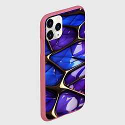 Чехол iPhone 11 Pro матовый Синие и фиолетовые плиты, цвет: 3D-малиновый — фото 2