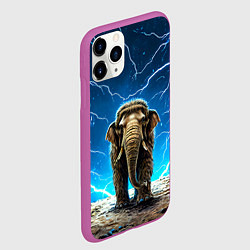 Чехол iPhone 11 Pro матовый Мамонт и разряды молний, цвет: 3D-фиолетовый — фото 2
