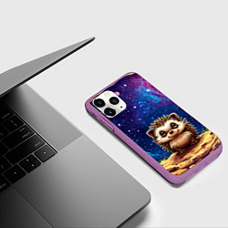 Чехол iPhone 11 Pro матовый Ежик и звездное небо, цвет: 3D-фиолетовый — фото 2