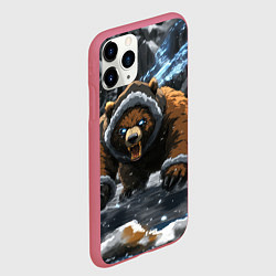 Чехол iPhone 11 Pro матовый Злой русский медведь, цвет: 3D-малиновый — фото 2