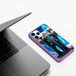 Чехол iPhone 11 Pro матовый Слон в разрядах солнии, цвет: 3D-фиолетовый — фото 2