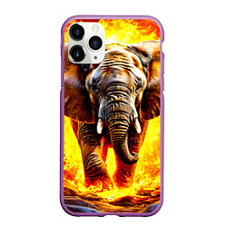 Чехол iPhone 11 Pro матовый Слон в огне, цвет: 3D-фиолетовый